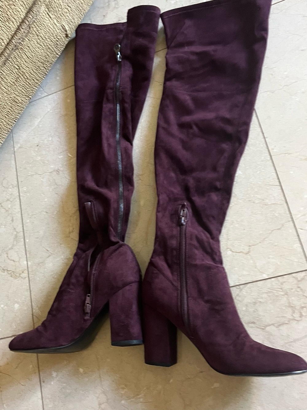 Guess Over-the-Knee Suede Boots in Deep Burgundy